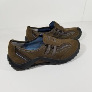 Pr!vo Clarks Shoes Women's 7M Brown Blue Suede Leather Slip-On